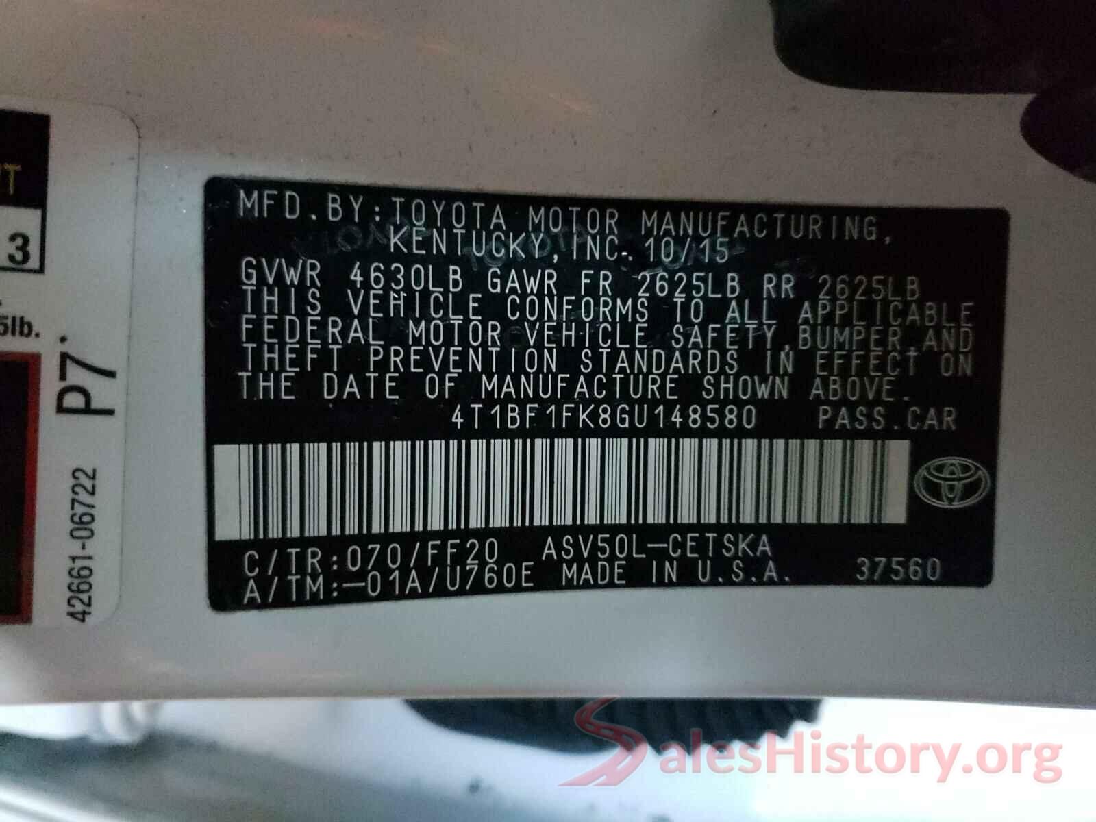 4T1BF1FK8GU148580 2016 TOYOTA CAMRY