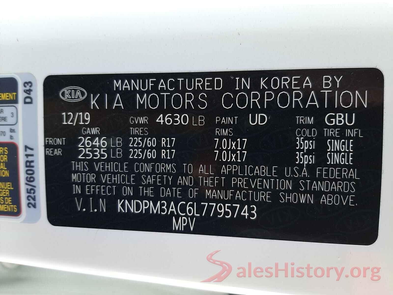 KNDPM3AC6L7795743 2020 KIA SPORTAGE