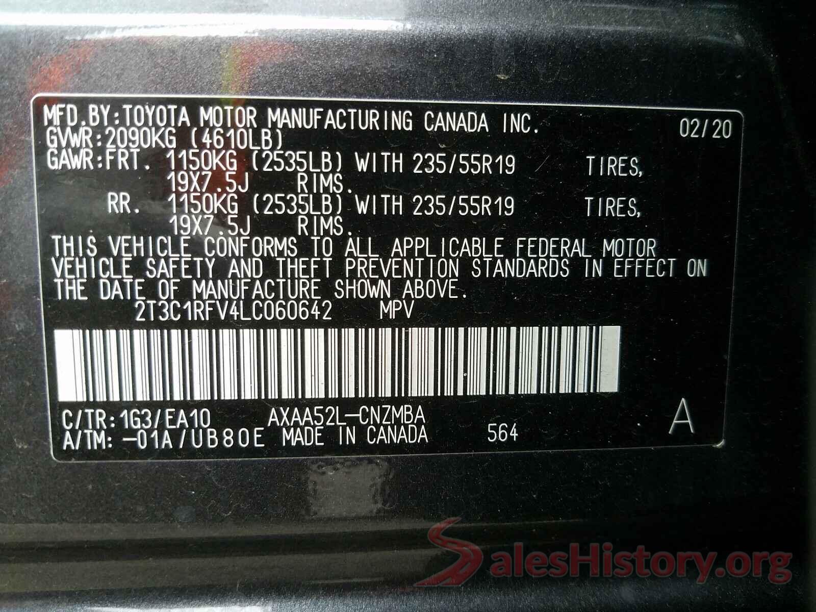 2T3C1RFV4LC060642 2020 TOYOTA RAV4