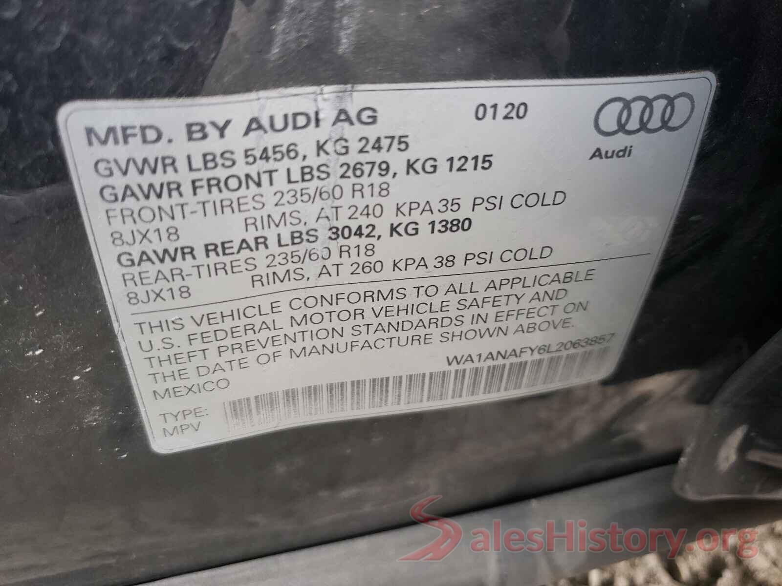 WA1ANAFY6L2063857 2020 AUDI Q5