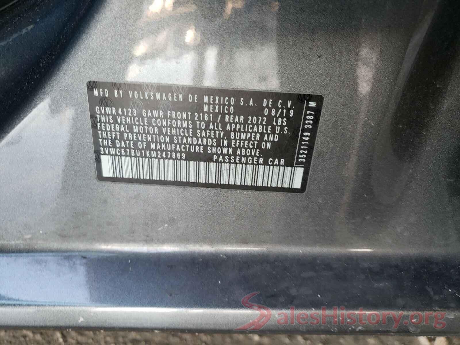 3VWC57BU1KM247869 2019 VOLKSWAGEN JETTA