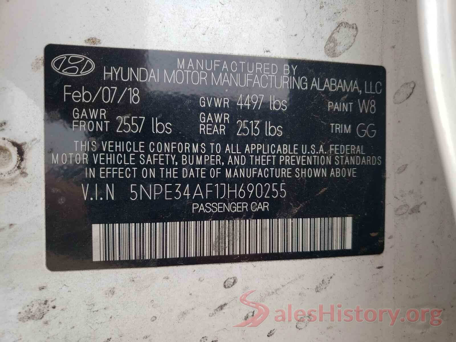 5NPE34AF1JH690255 2018 HYUNDAI SONATA