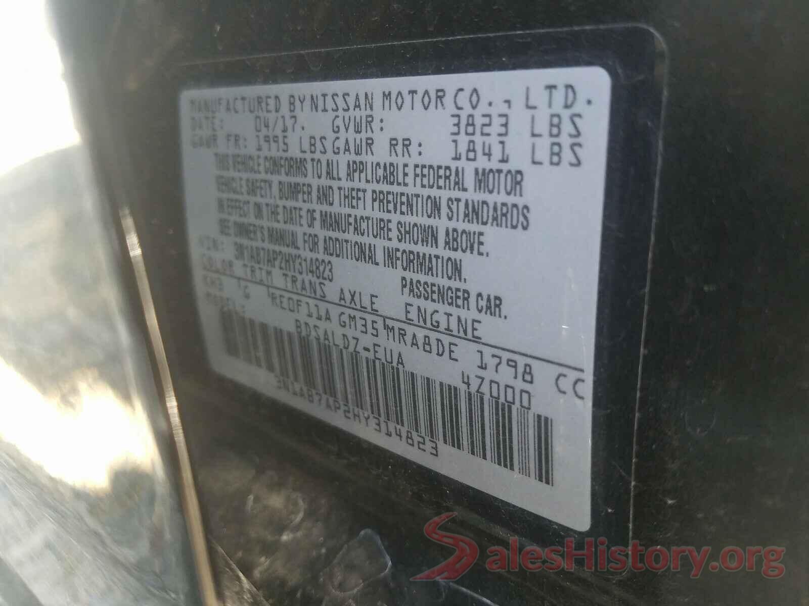 3N1AB7AP2HY314823 2017 NISSAN SENTRA