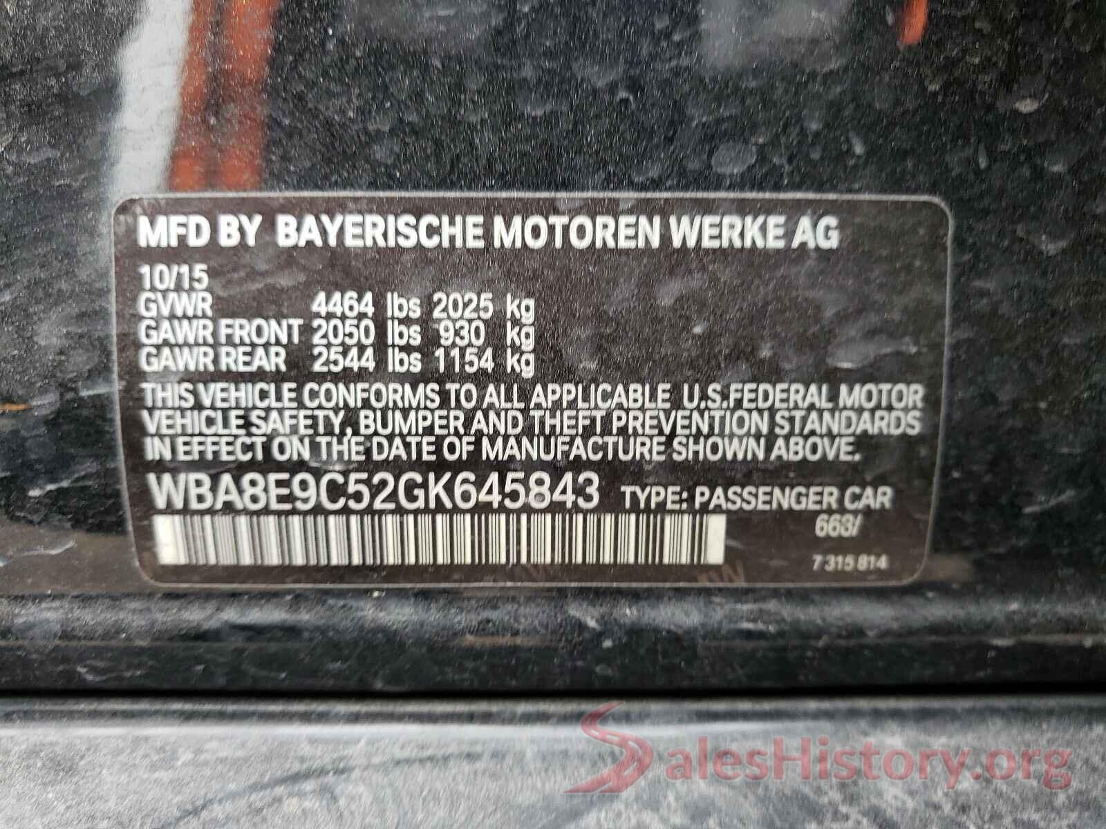 WBA8E9C52GK645843 2016 BMW 3 SERIES