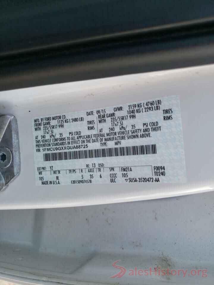 1FMCU9GXXGUA88725 2016 FORD ESCAPE