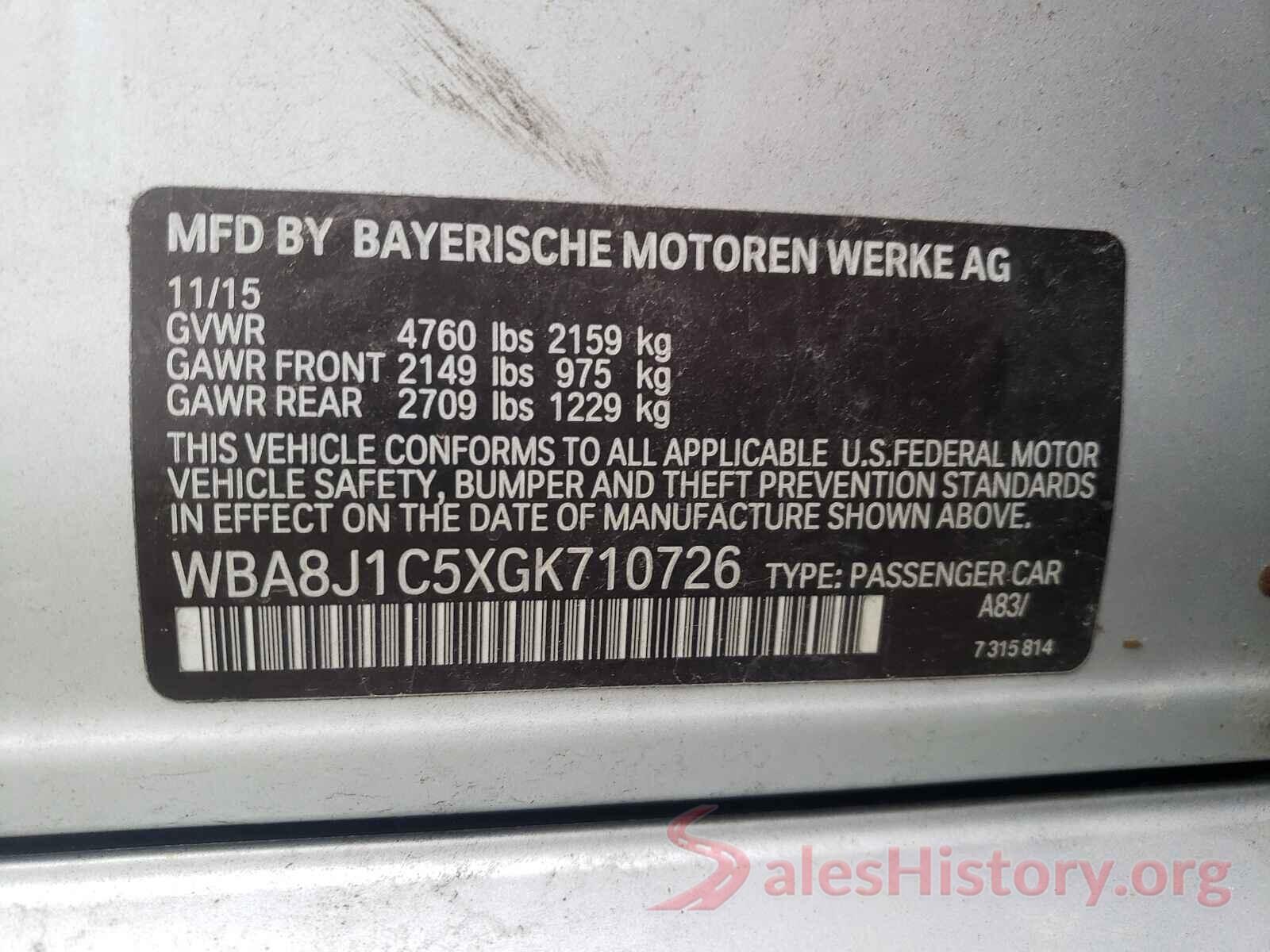 WBA8J1C5XGK710726 2016 BMW 3 SERIES