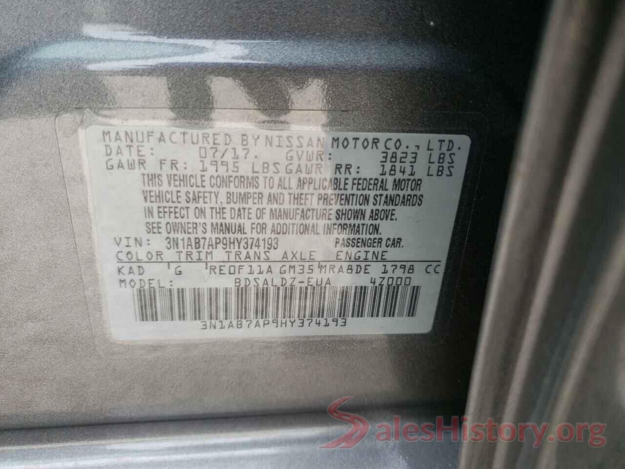 3N1AB7AP9HY374193 2017 NISSAN SENTRA