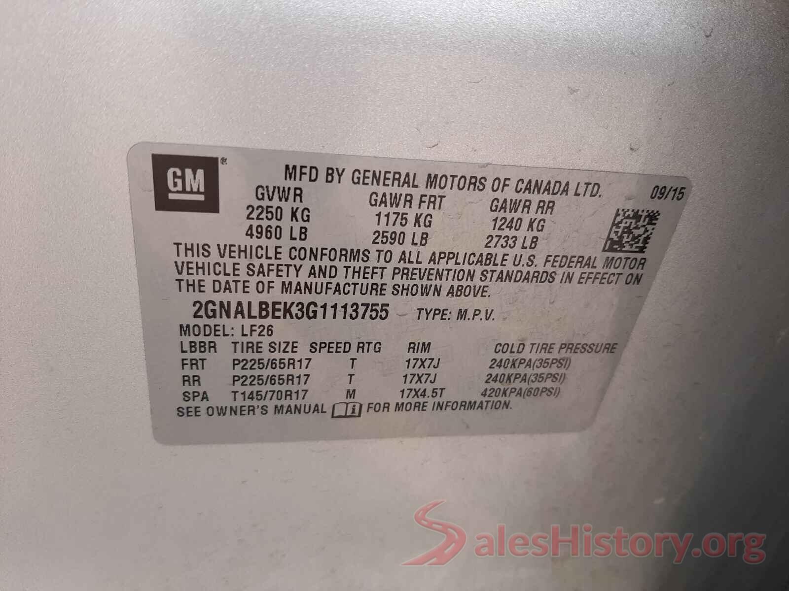 2GNALBEK3G1113755 2016 CHEVROLET EQUINOX