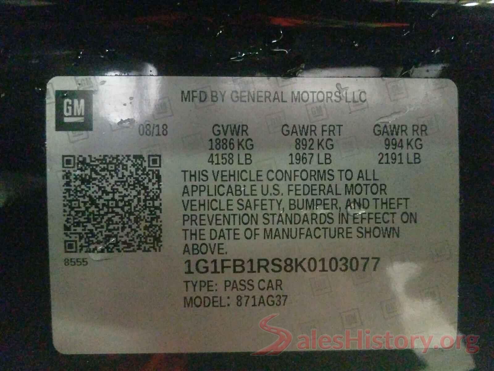 1G1FB1RS8K0103077 2019 CHEVROLET CAMARO