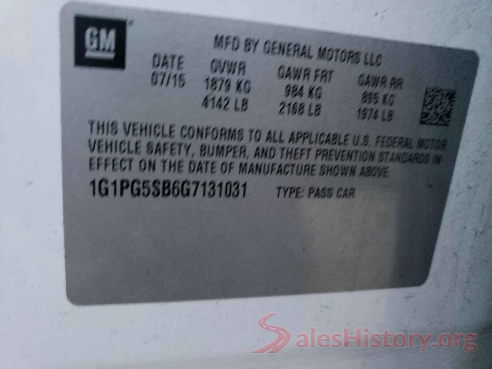 1G1PG5SB6G7131031 2016 CHEVROLET CRUZE