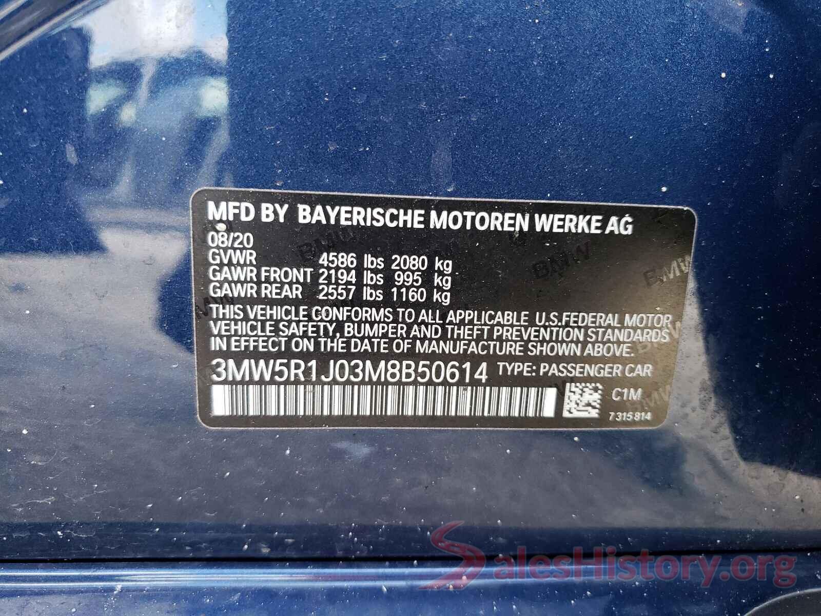 3MW5R1J03M8B50614 2021 BMW 3 SERIES