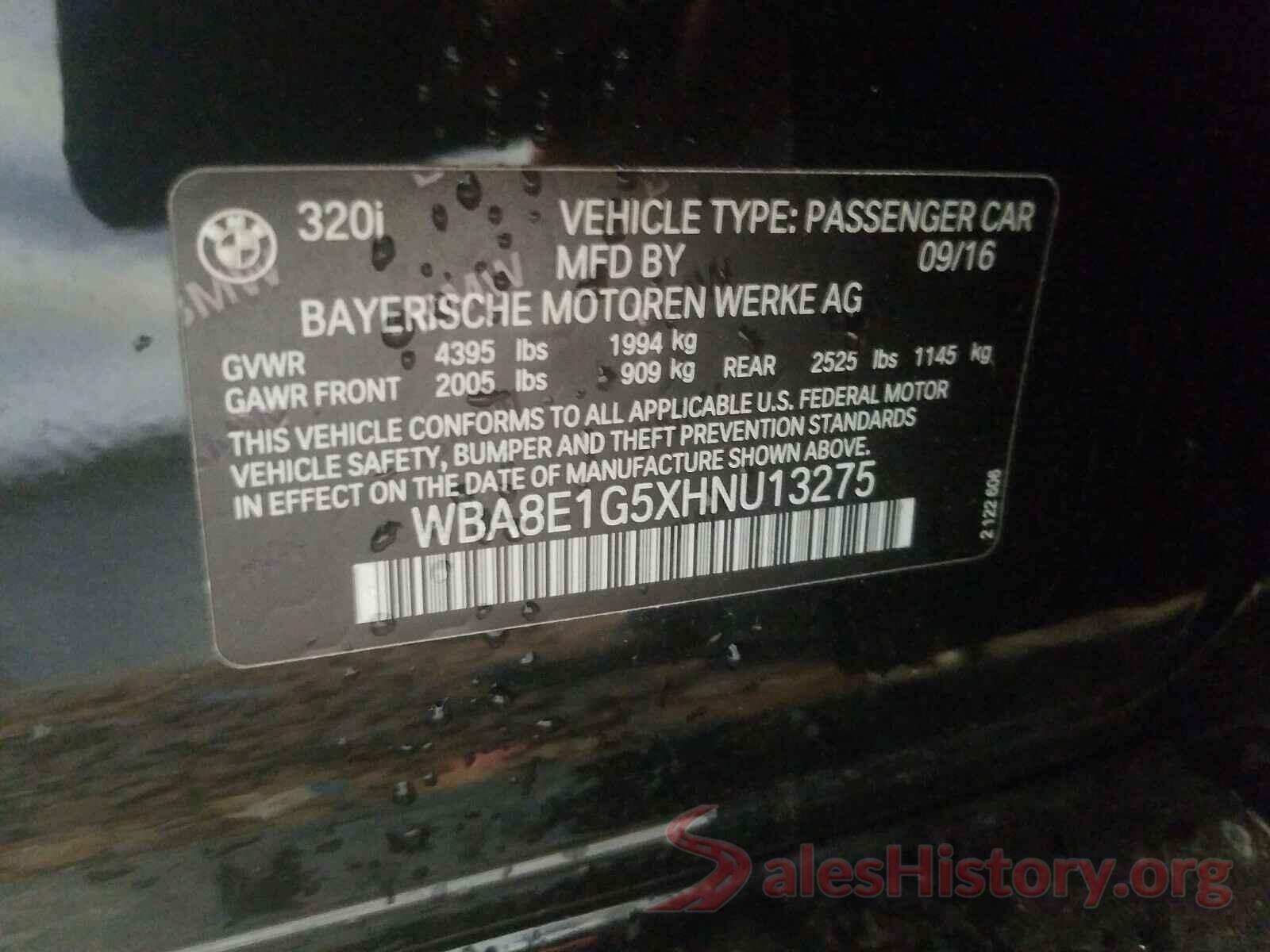 WBA8E1G5XHNU13275 2017 BMW 3 SERIES