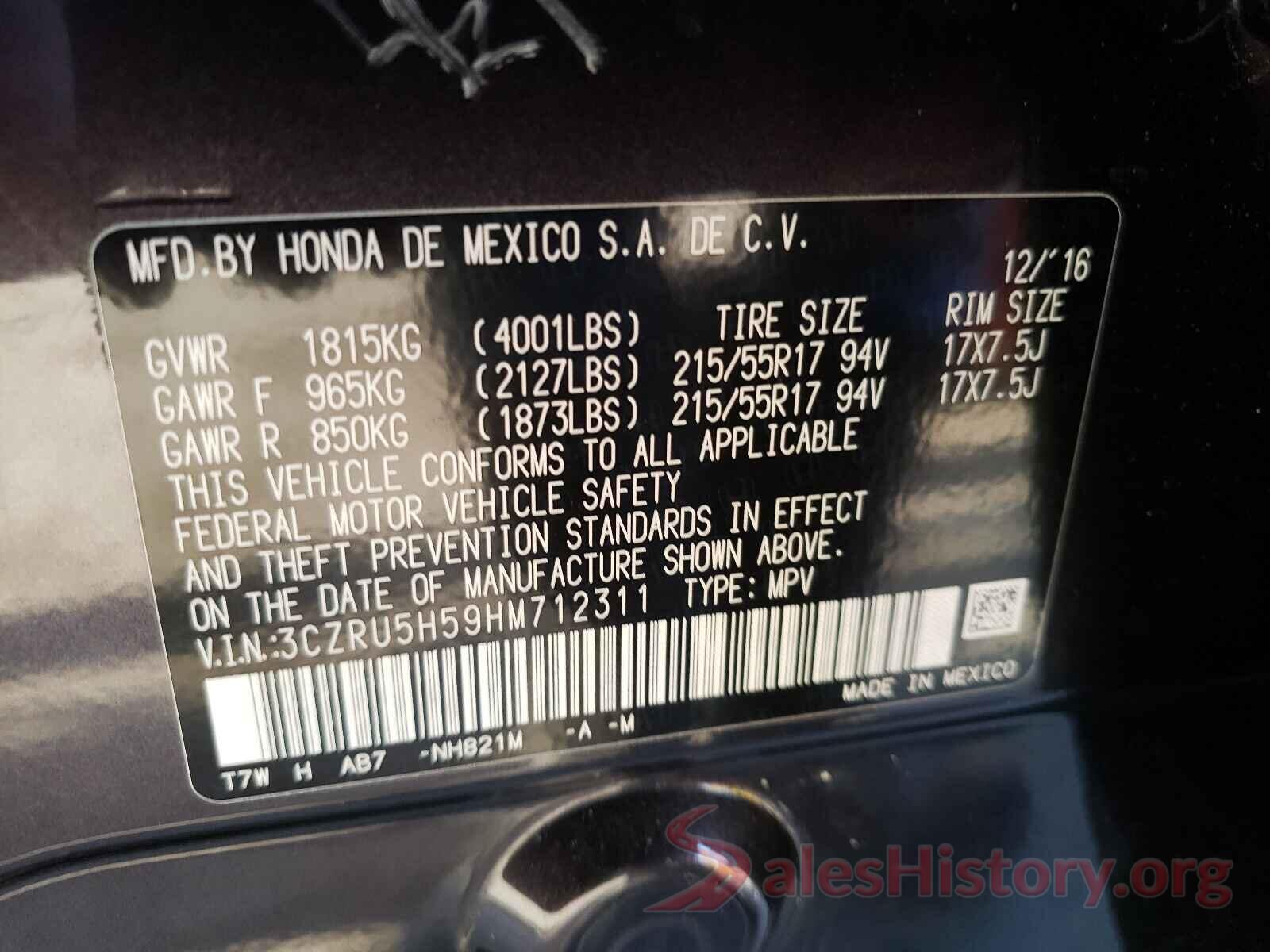 3CZRU5H59HM712311 2017 HONDA HR-V