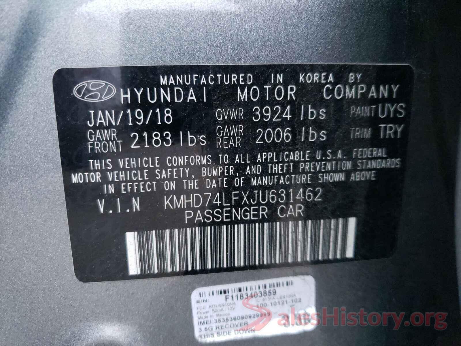 KMHD74LFXJU631462 2018 HYUNDAI ELANTRA