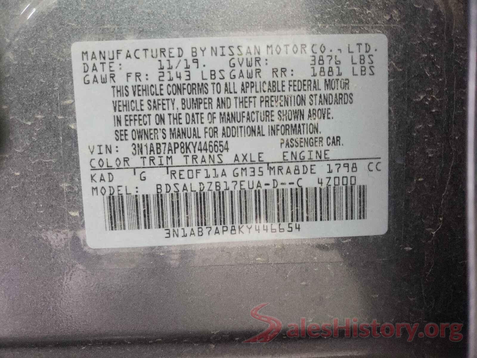 3N1AB7AP8KY446654 2019 NISSAN SENTRA