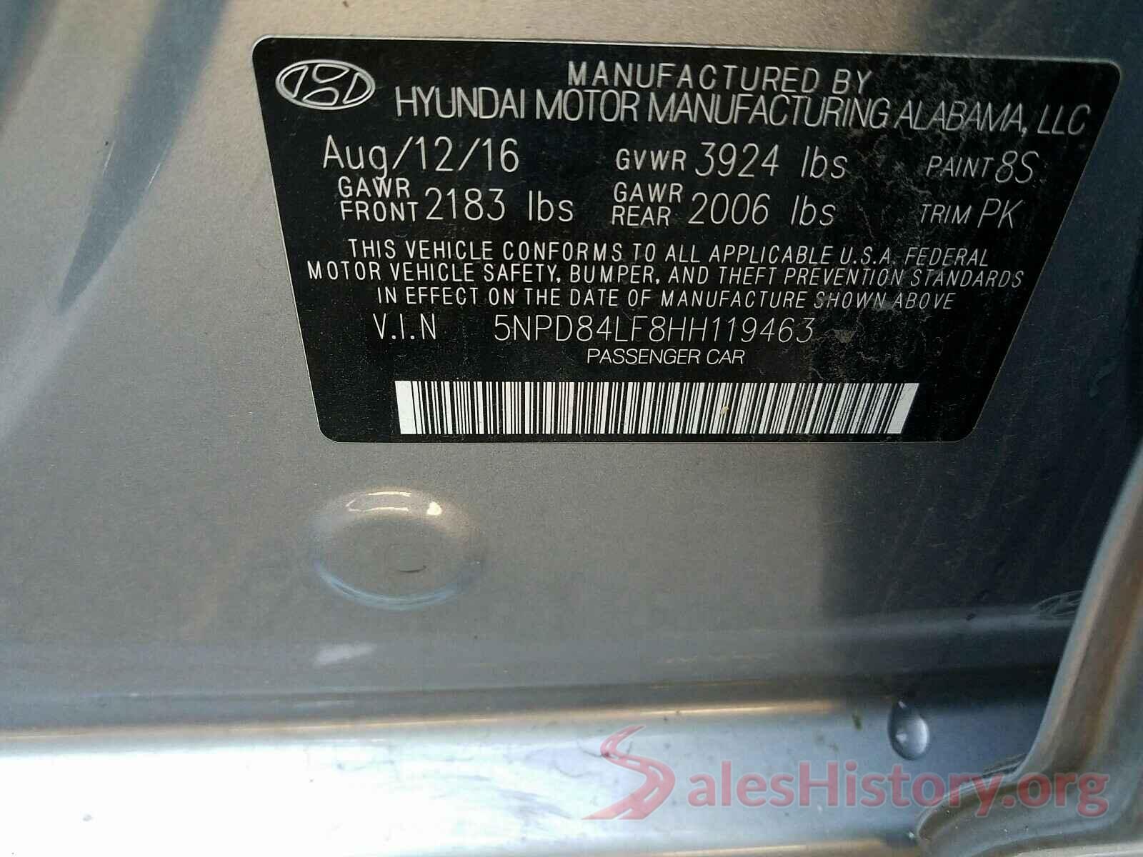 5NPD84LF8HH119463 2017 HYUNDAI ELANTRA