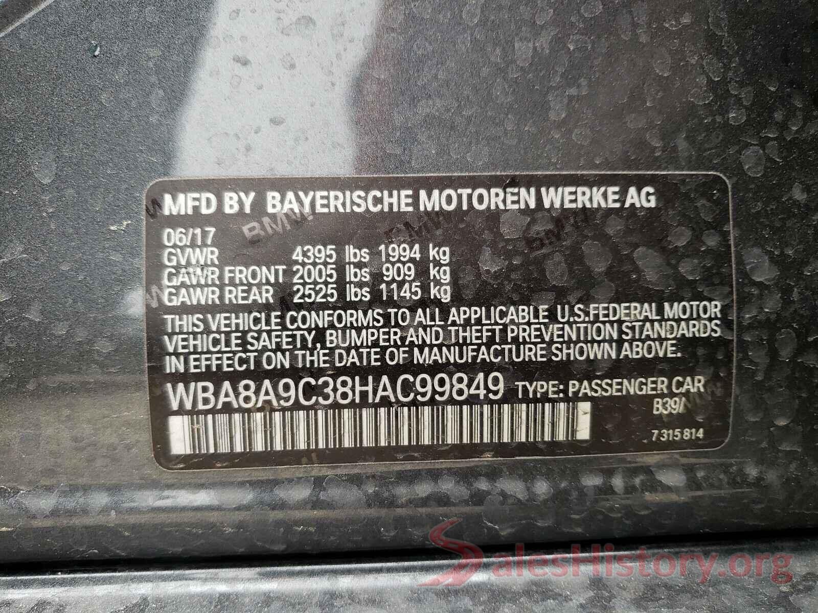 WBA8A9C38HAC99849 2017 BMW 3 SERIES