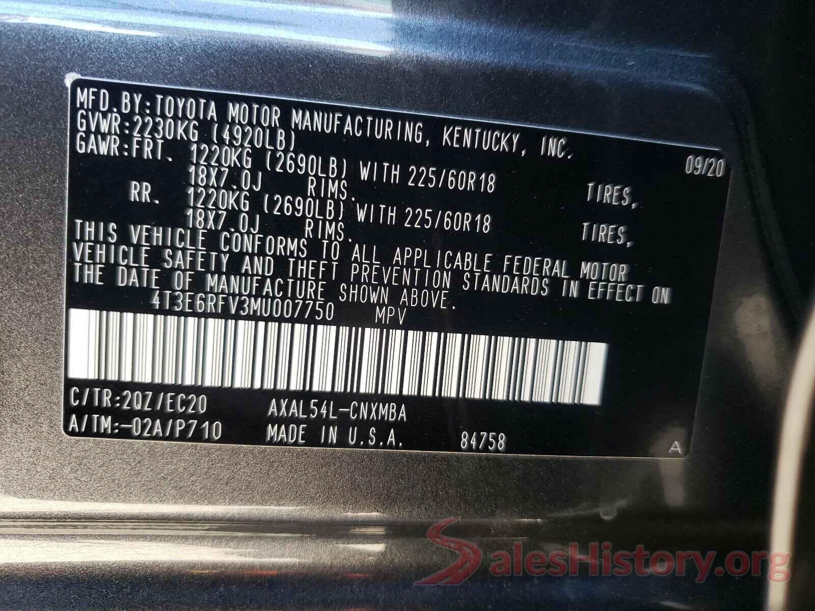 4T3E6RFV3MU007750 2021 TOYOTA RAV4