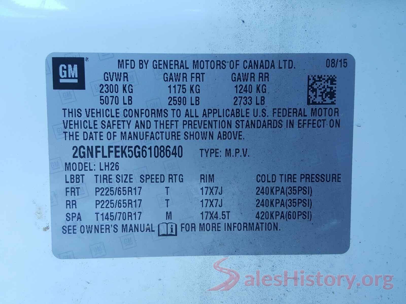 2GNFLFEK5G6108640 2016 CHEVROLET EQUINOX