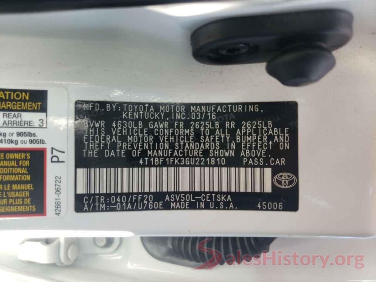 4T1BF1FK3GU221810 2016 TOYOTA CAMRY