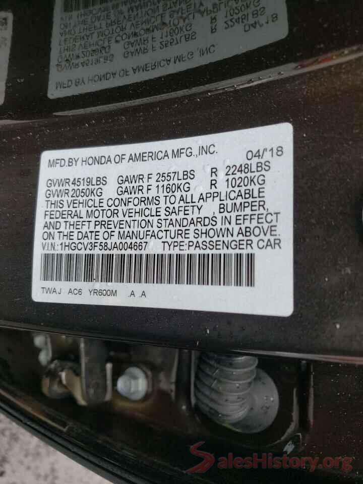 1HGCV3F58JA004667 2018 HONDA ACCORD