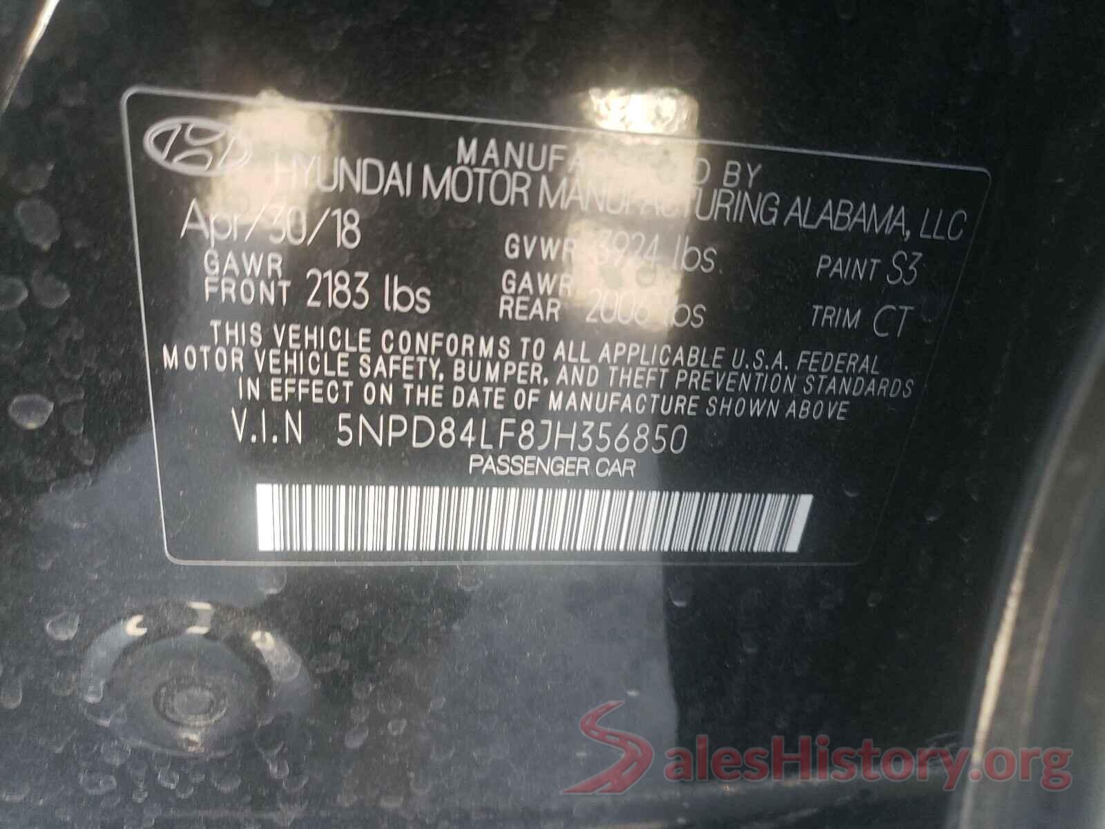 5NPD84LF8JH356850 2018 HYUNDAI ELANTRA