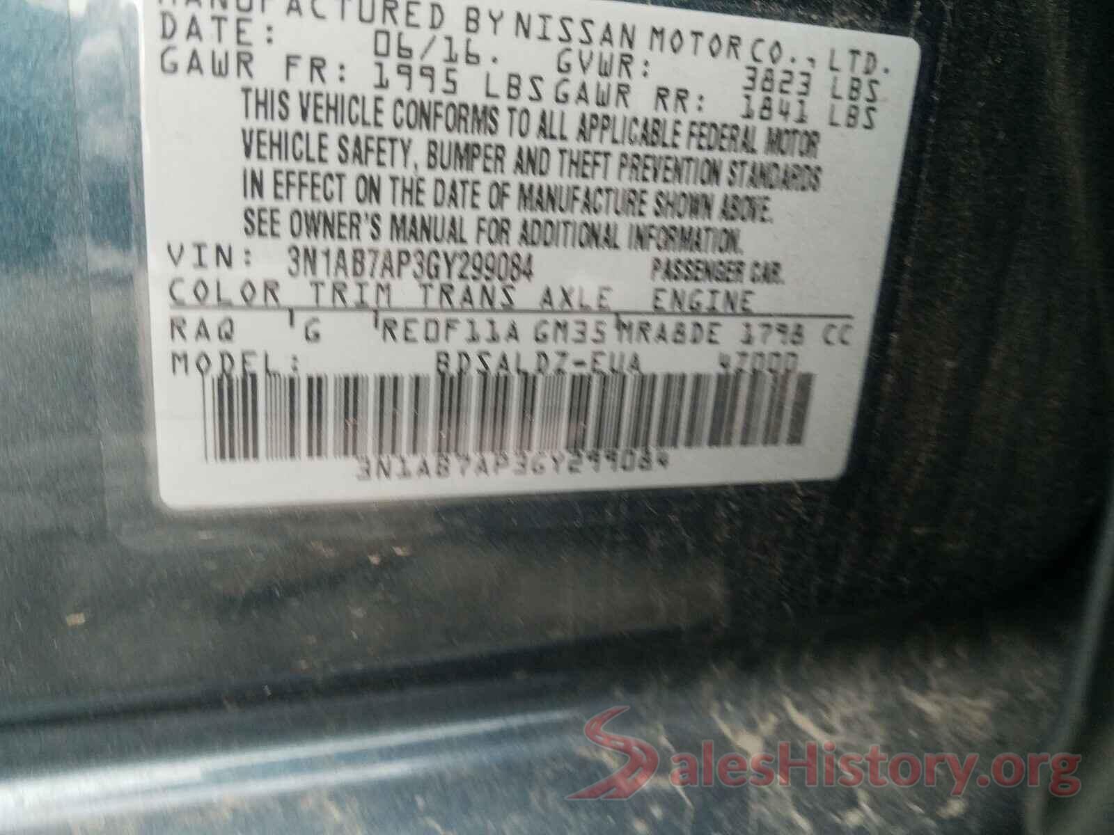 3N1AB7AP3GY299084 2016 NISSAN SENTRA