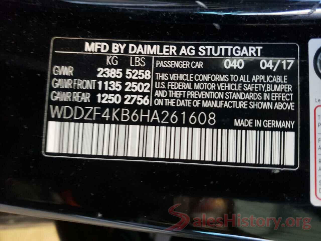 WDDZF4KB6HA261608 2017 MERCEDES-BENZ E-CLASS