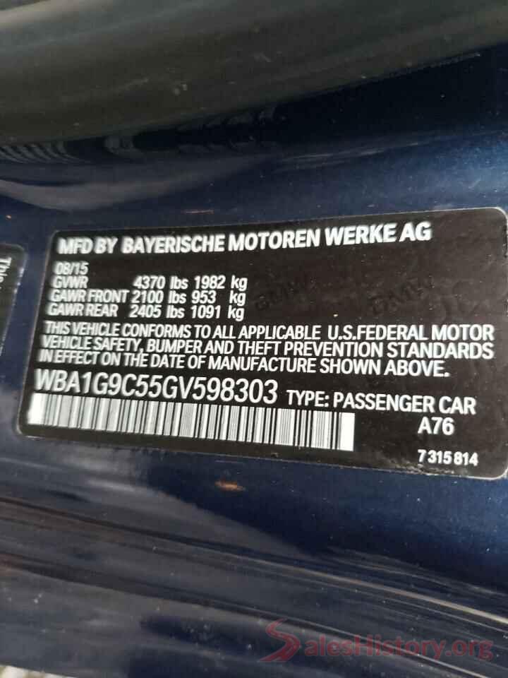 WBA1G9C55GV598303 2016 BMW 2 SERIES