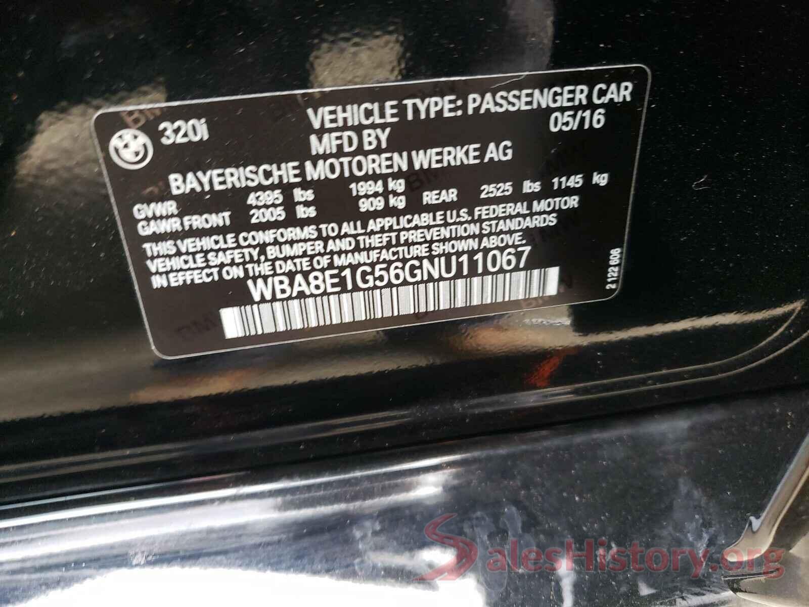 WBA8E1G56GNU11067 2016 BMW 3 SERIES