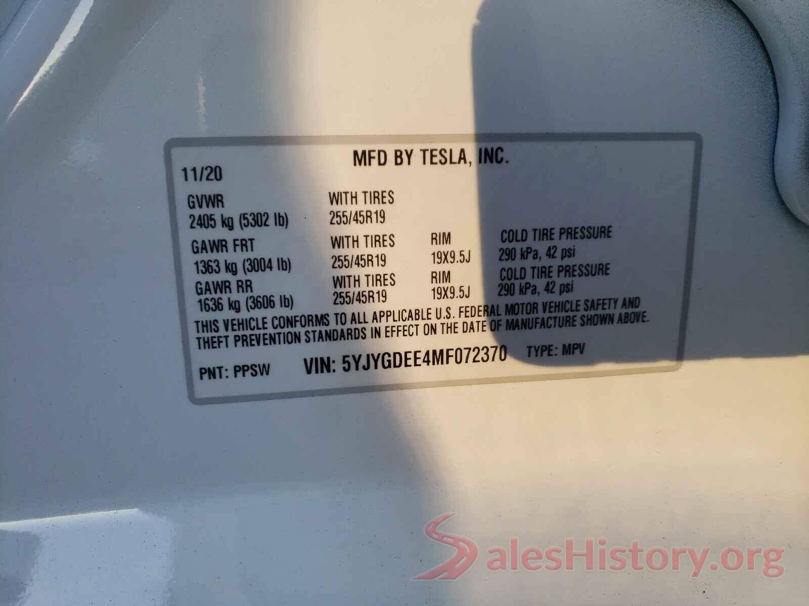 5YJYGDEE4MF072370 2021 TESLA MODEL Y