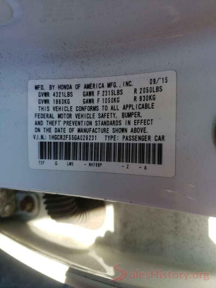 1HGCR2F55GA026231 2016 HONDA ACCORD