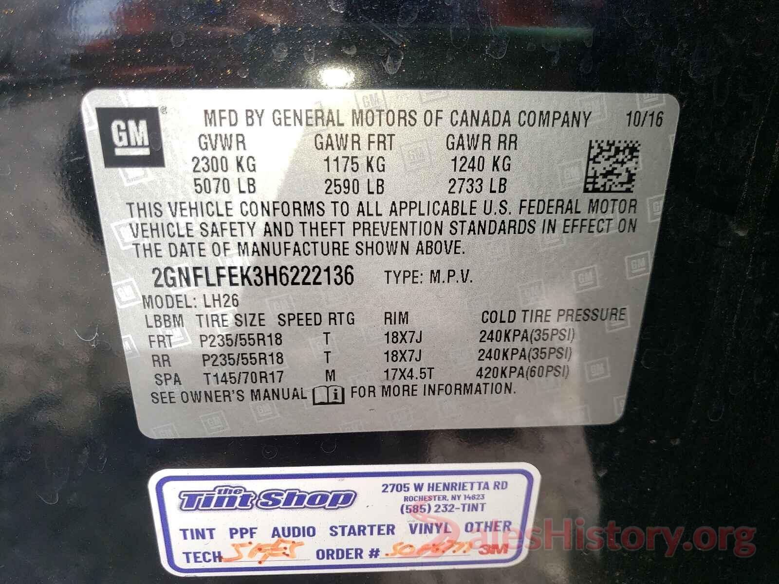 2GNFLFEK3H6222136 2017 CHEVROLET EQUINOX