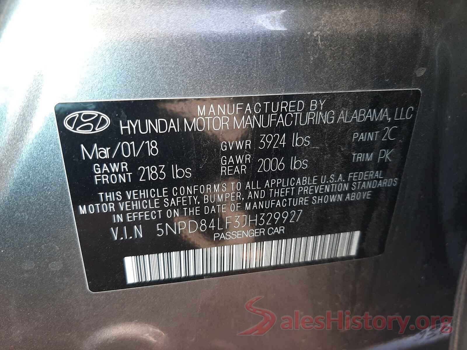 5NPD84LF3JH329927 2018 HYUNDAI ELANTRA