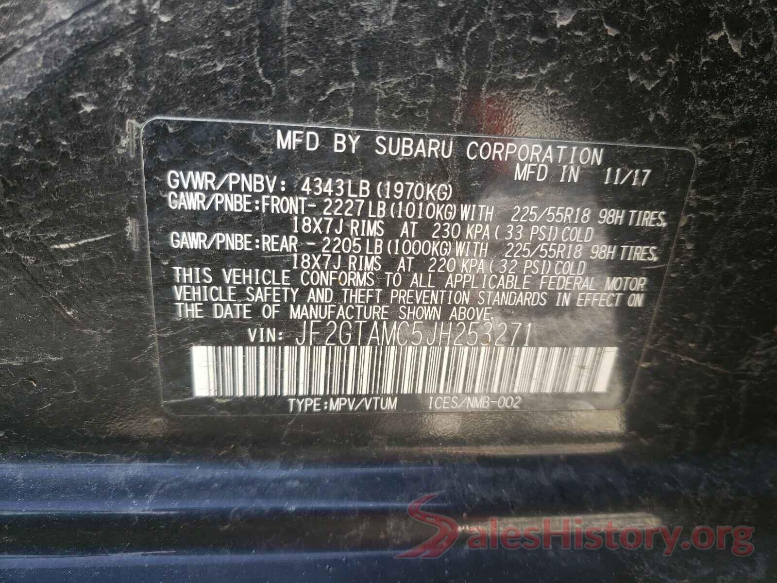 JF2GTAMC5JH253271 2018 SUBARU ALL OTHER