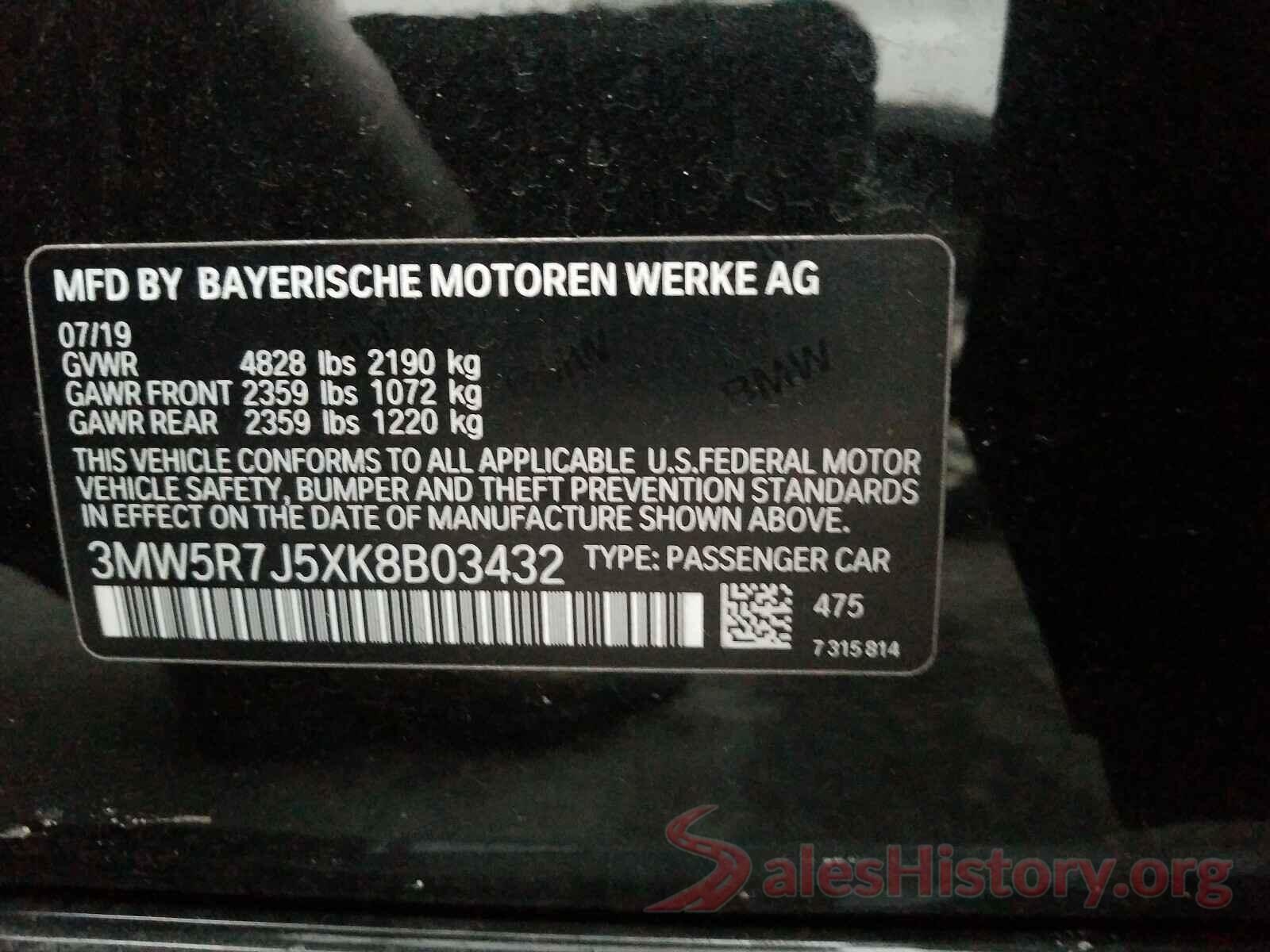 3MW5R7J5XK8B03432 2019 BMW 3 SERIES