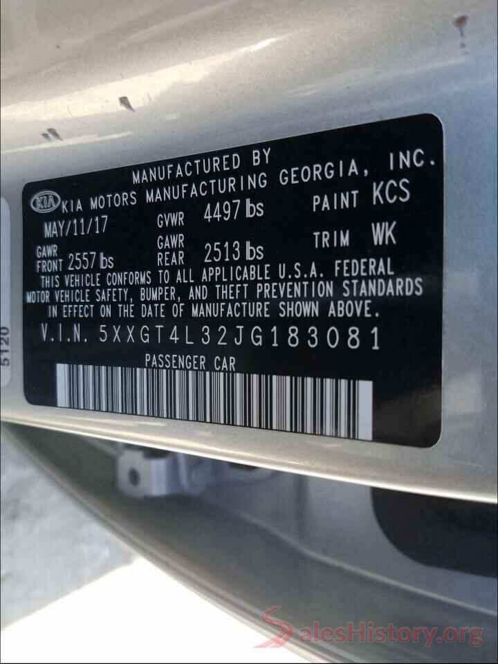 5XXGT4L32JG183081 2018 KIA OPTIMA