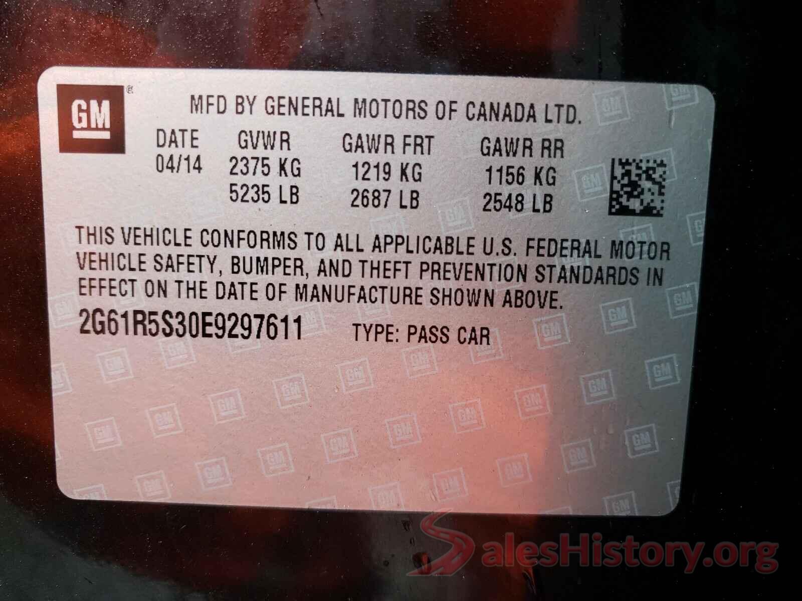 2G61R5S30E9297611 2014 CADILLAC XTS