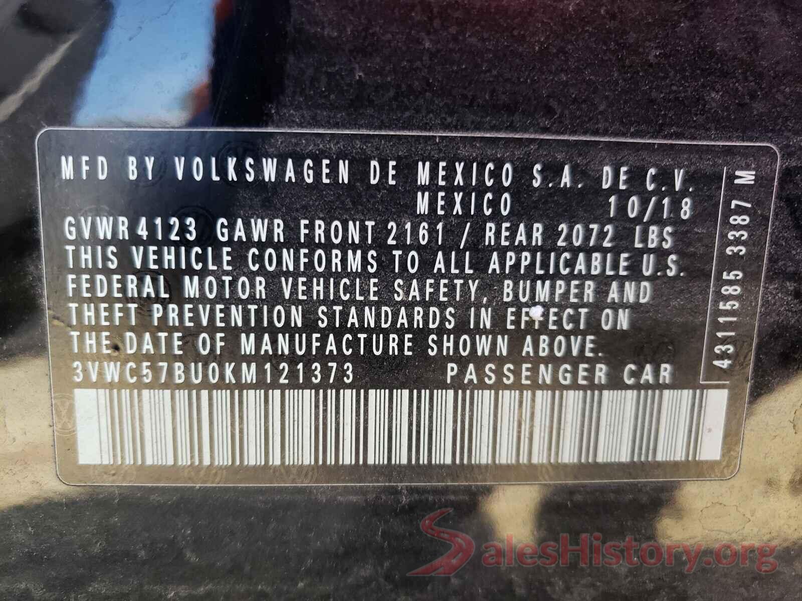 3VWC57BU0KM121373 2019 VOLKSWAGEN JETTA