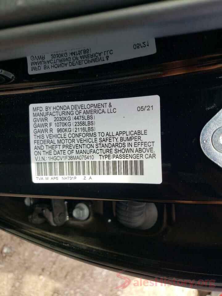 1HGCV1F38MA075410 2021 HONDA ACCORD