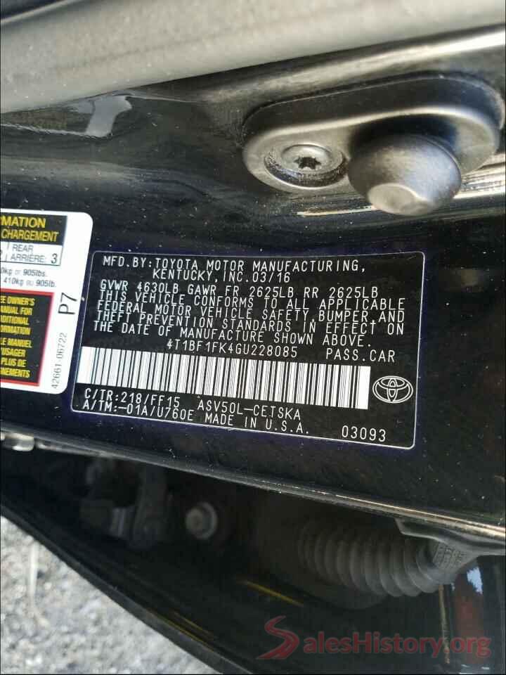 4T1BF1FK4GU228085 2016 TOYOTA CAMRY