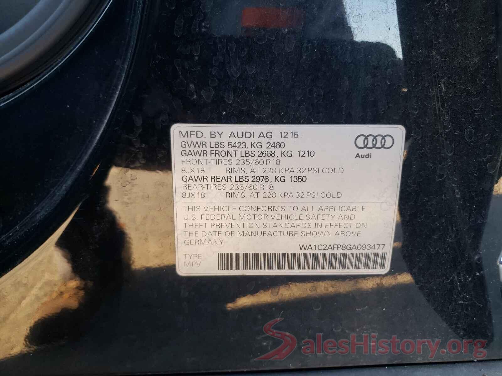 WA1C2AFP8GA093477 2016 AUDI Q5