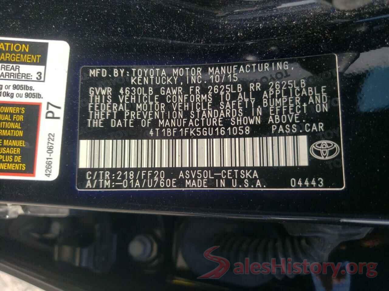 4T1BF1FK5GU161058 2016 TOYOTA CAMRY