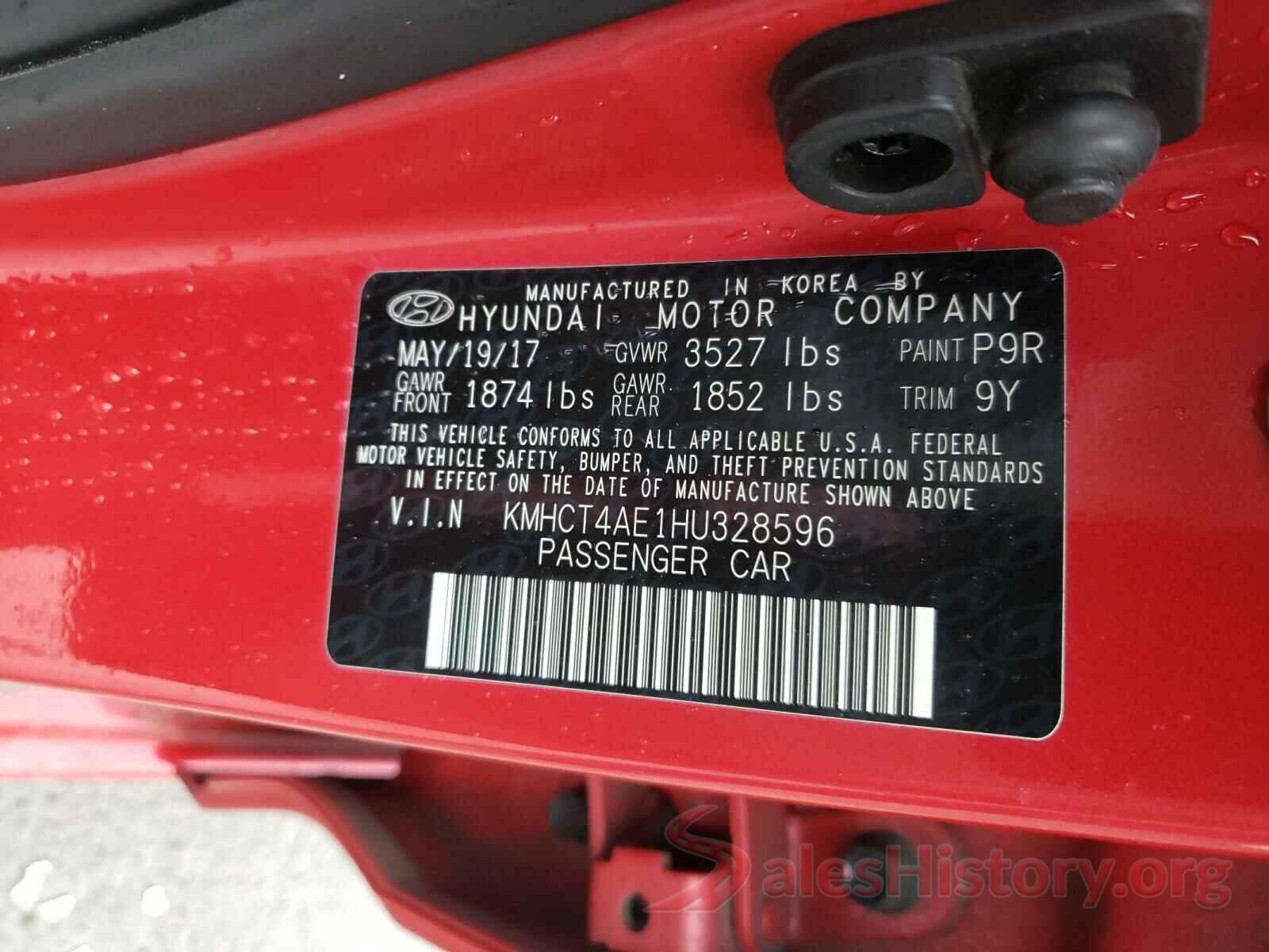 KMHCT4AE1HU328596 2017 HYUNDAI ACCENT