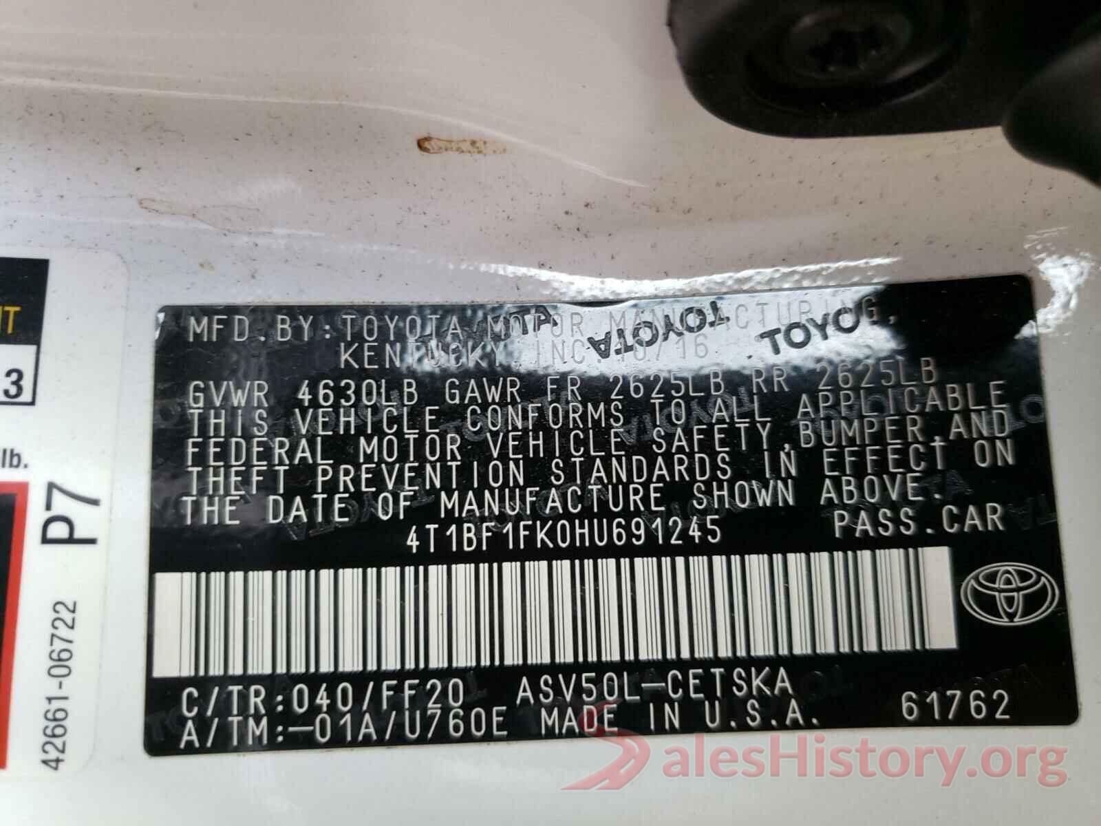 4T1BF1FK0HU691245 2017 TOYOTA CAMRY