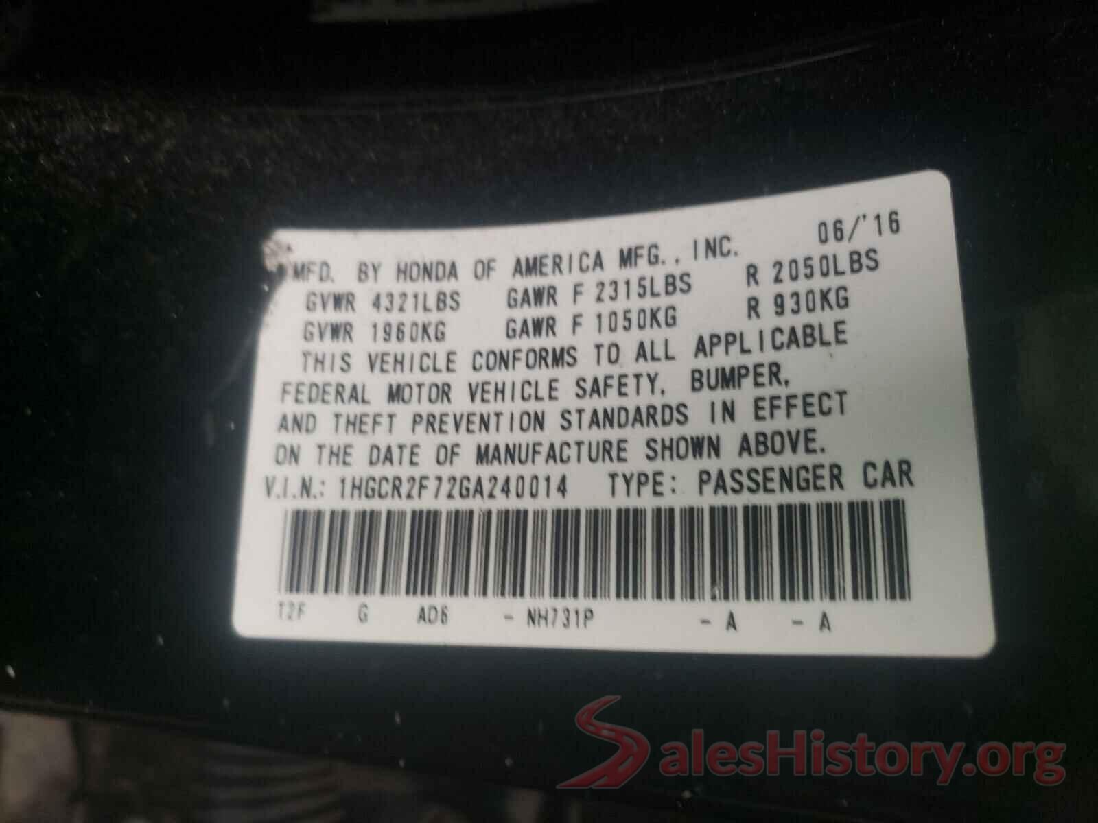 1HGCR2F72GA240014 2016 HONDA ACCORD