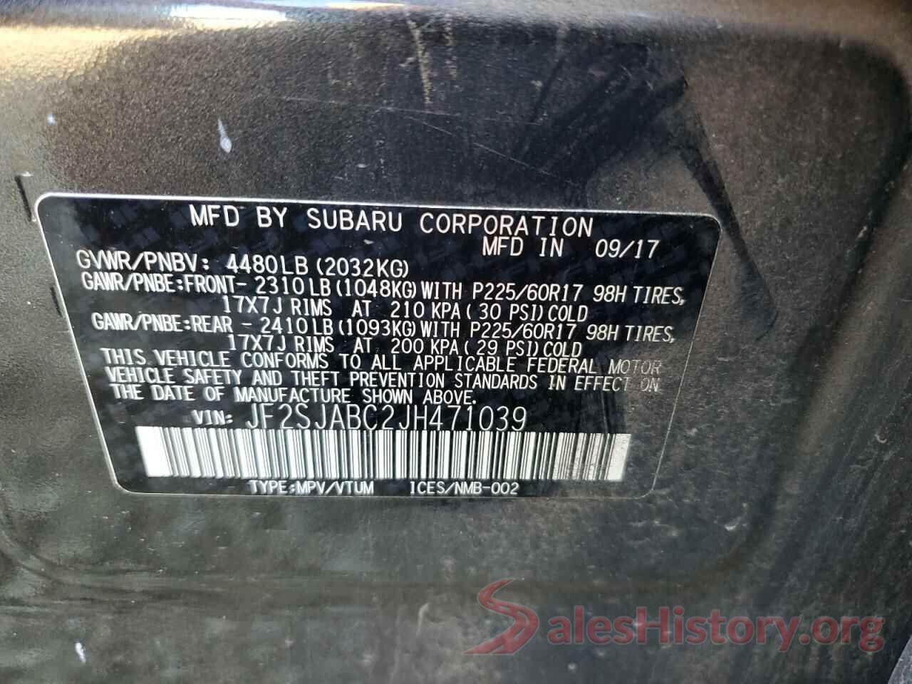 JF2SJABC2JH471039 2018 SUBARU FORESTER