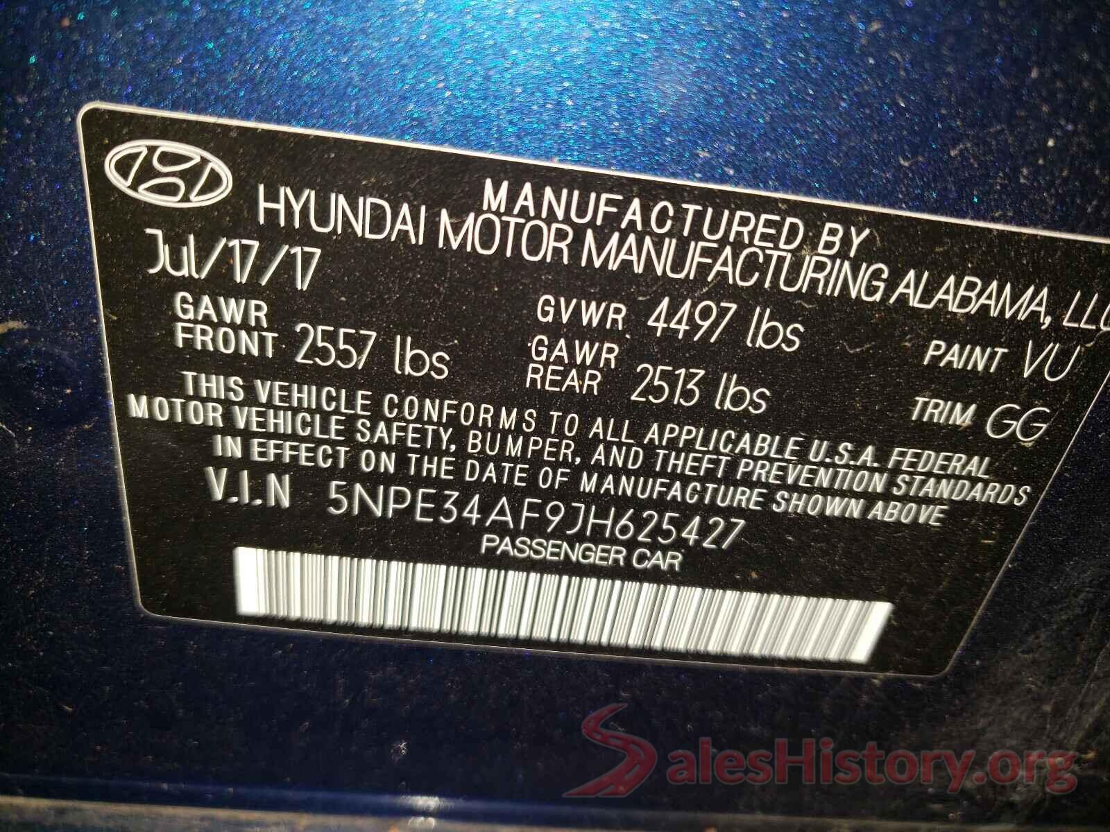 5NPE34AF9JH625427 2018 HYUNDAI SONATA