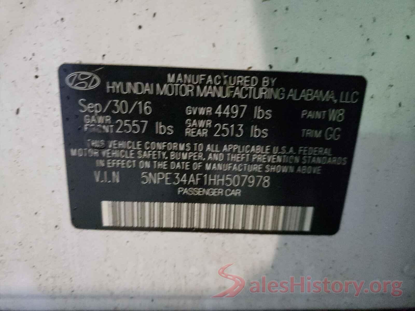 5NPE34AF1HH507978 2017 HYUNDAI SONATA