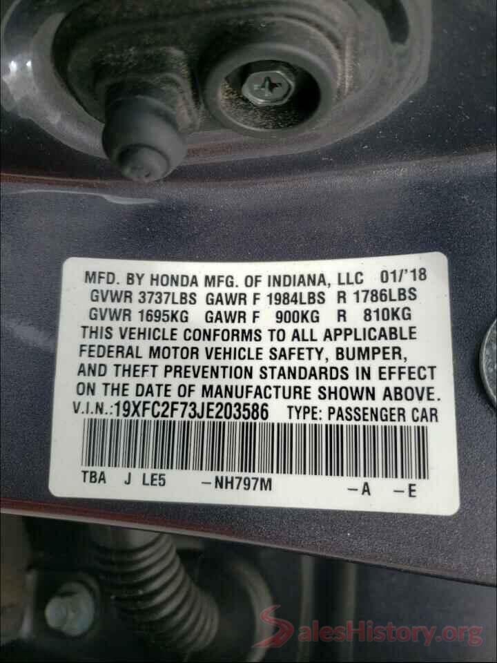 19XFC2F73JE203586 2018 HONDA CIVIC